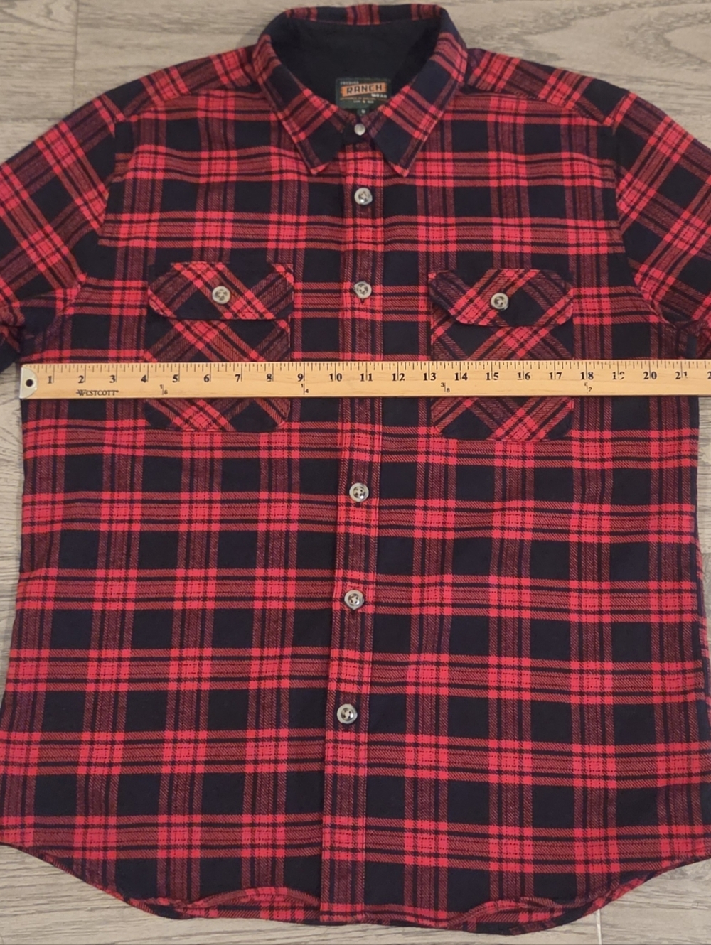 Tecovas Ranchwear Button-Down Flannel Shirt - Red & Black Plaid - Size Medium - Picture 9 of 10